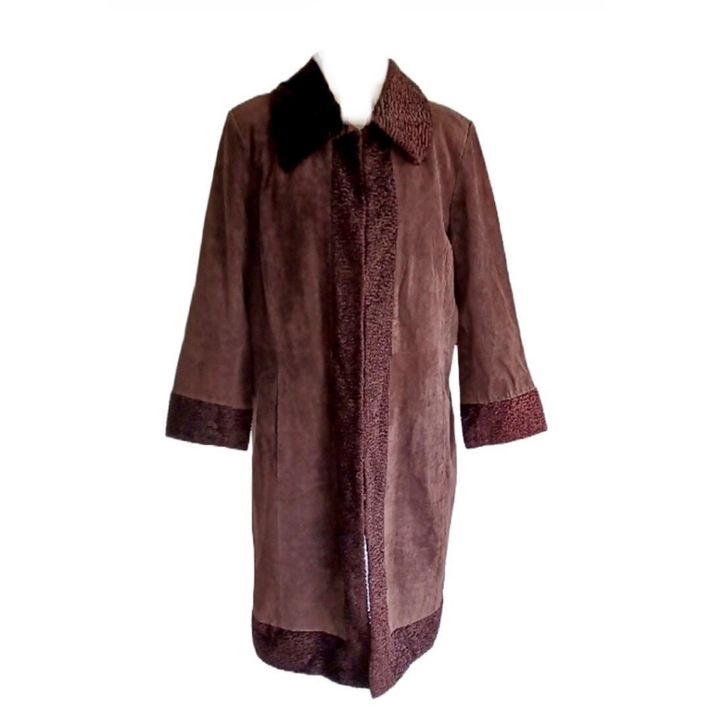 MARGARETE GODFREY VINTAGE SUEDE/FAUX FUR COAT SIZE 20W